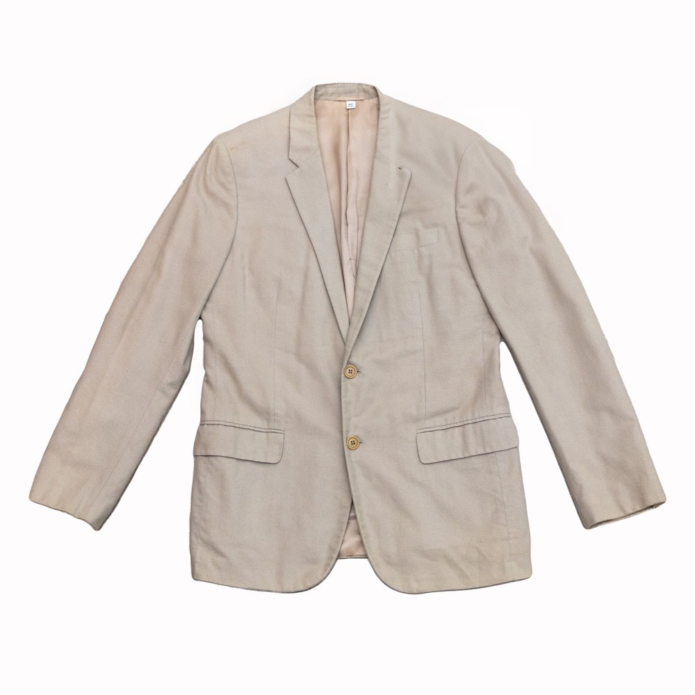 Vintage HELMUT LANG Long Beige Blazer Made in Italy Cotton Tailored‎ Jacket 45